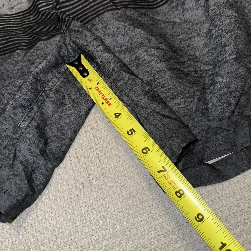 Kirkland Signature Men's Stretch Swim Shorts, Grey/Black Stripes Size Large NWT